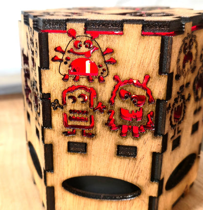 Small Wooden Laser-Cut Multi-color Lamp