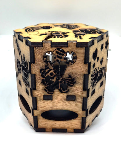 Small Wooden Laser-Cut Multi-color Lamp