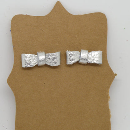 Leather Bow Post Earrings